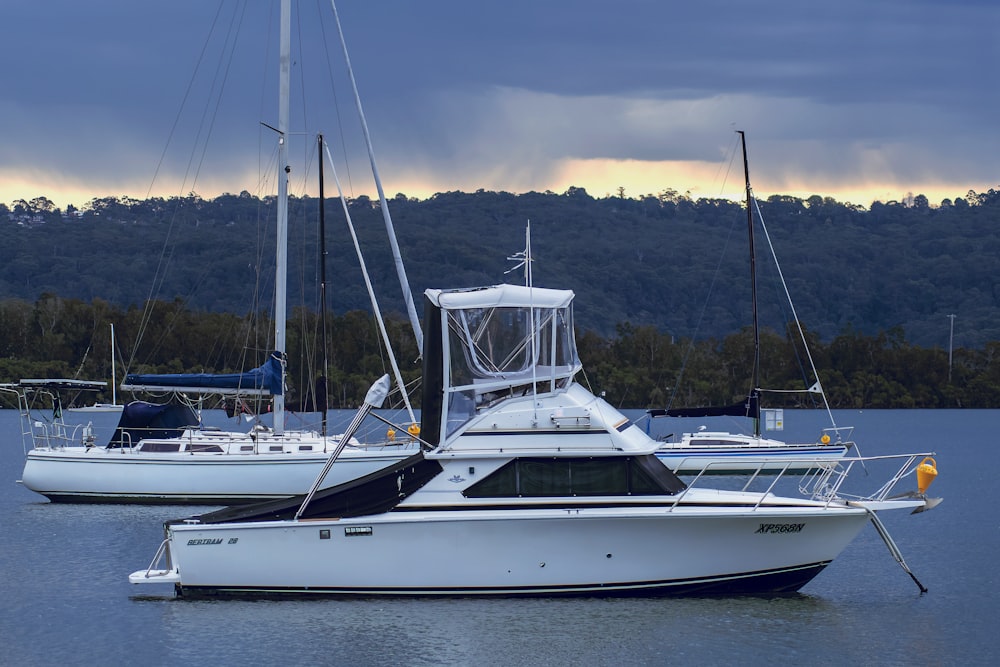 a couple of boats that are sitting in the water