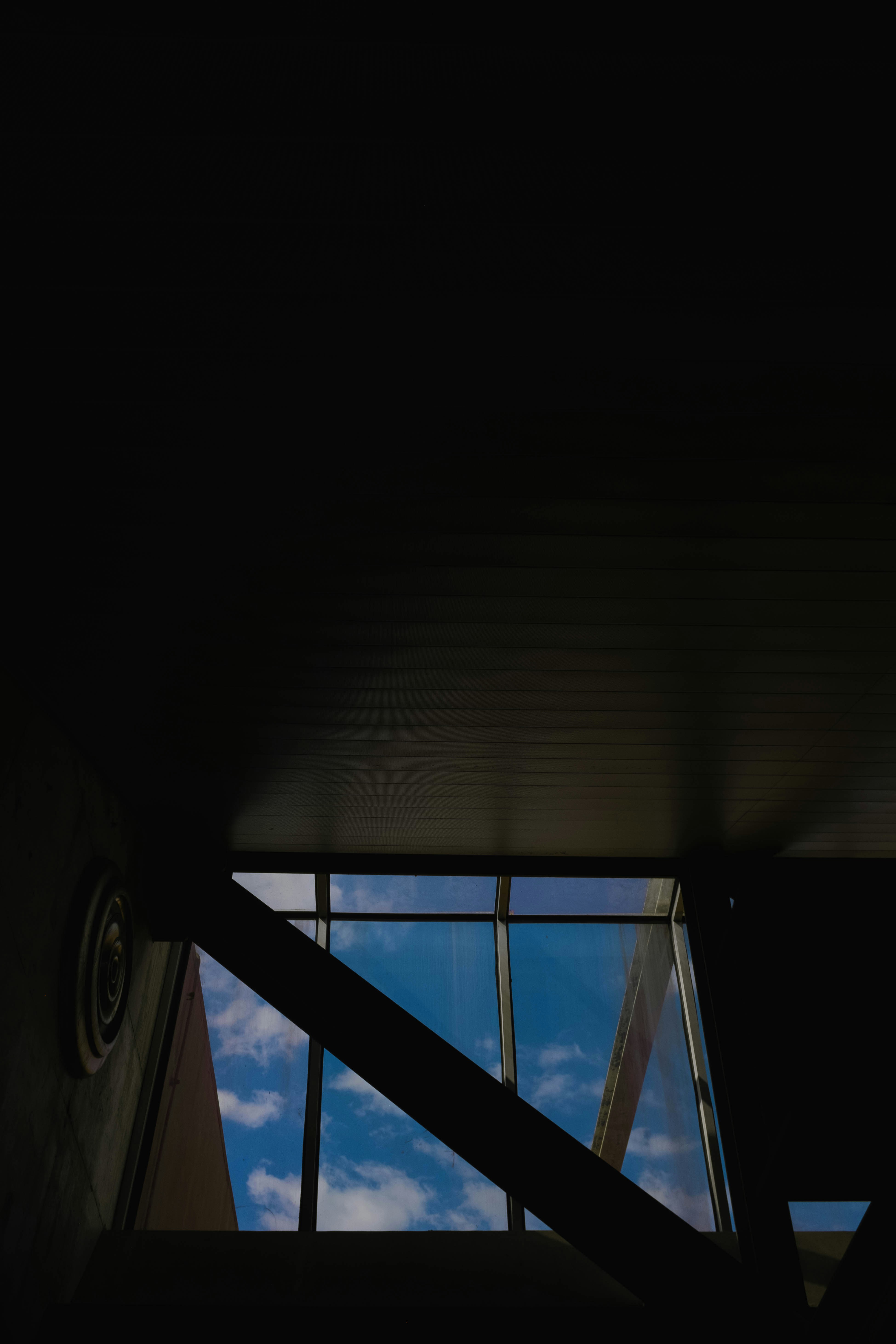 a view of the sky through a window