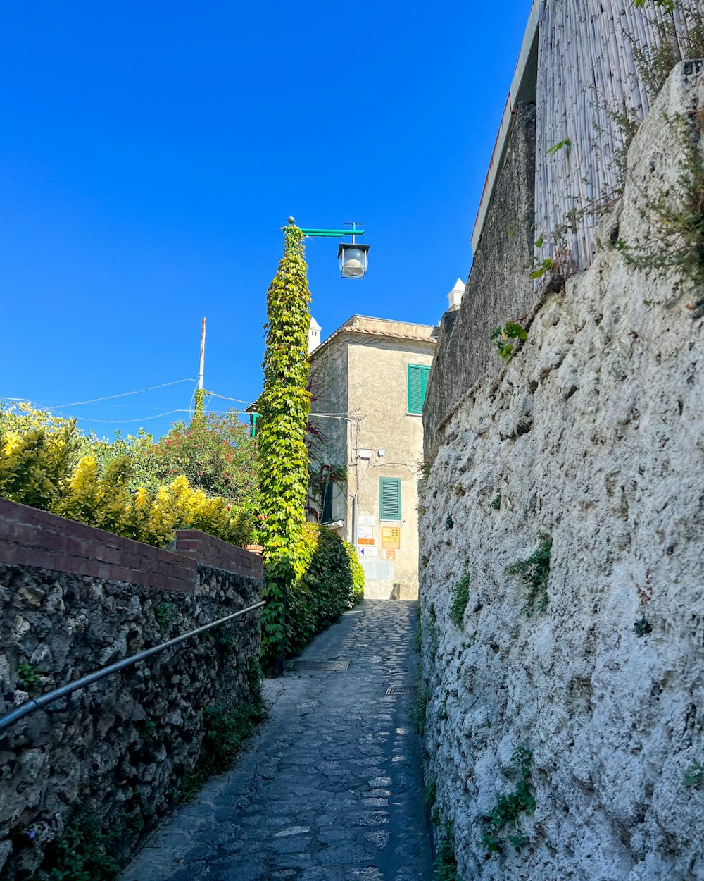 a cobblestone street in a small village