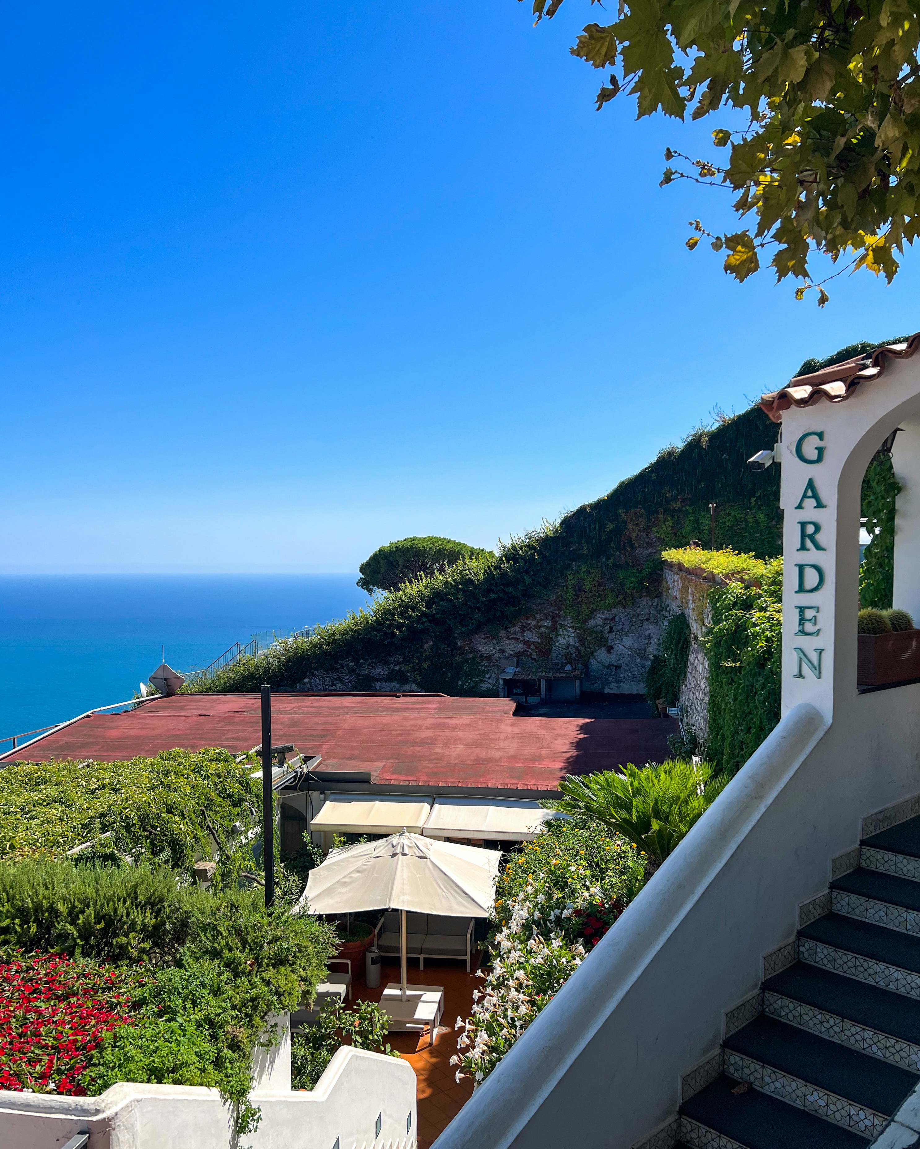 a view of the ocean from the top of a hill