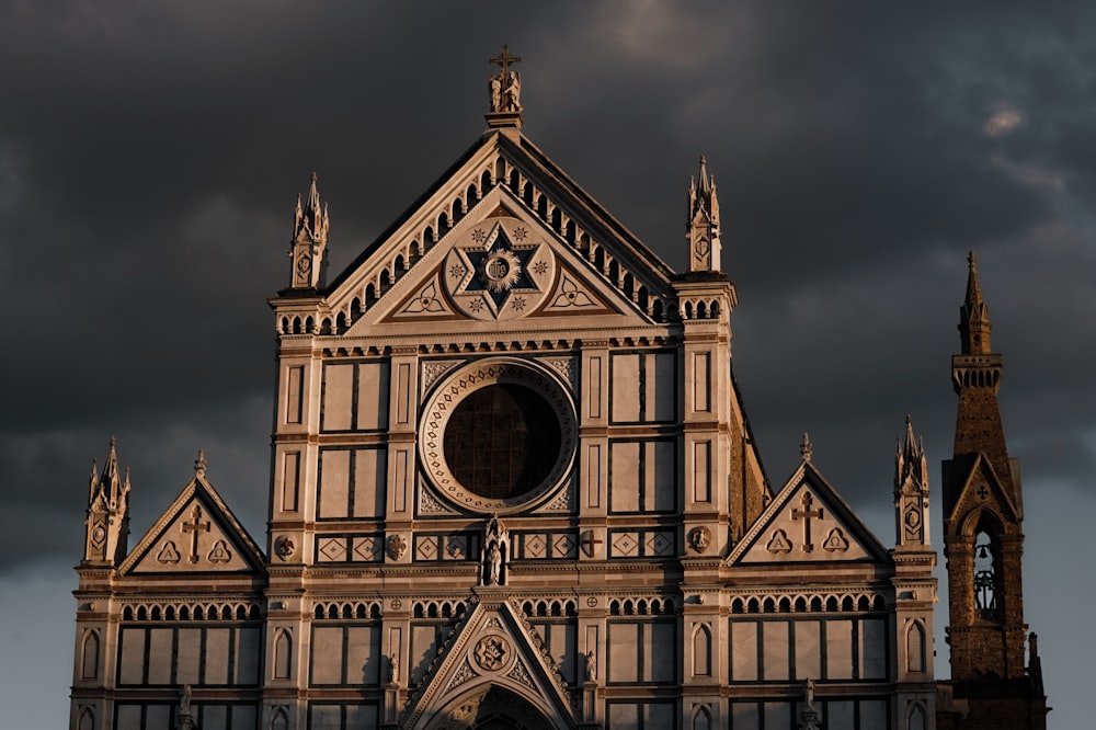 a large building with a clock on the front of it