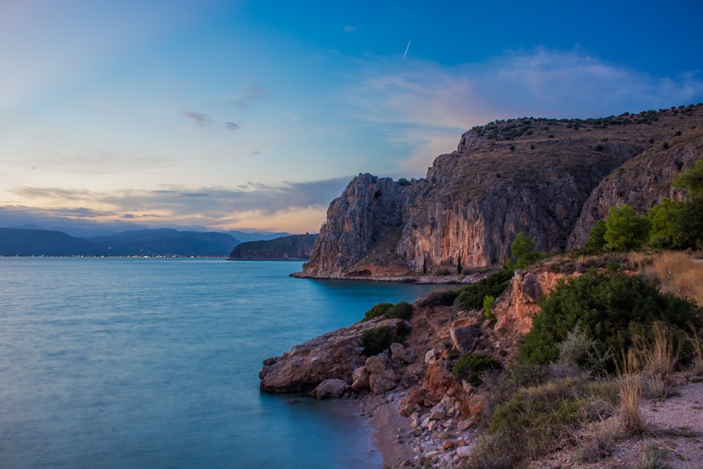 a large body of water surrounded by mountains