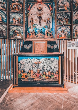 A richly detailed canvas blending ancient European and North African sacred motifs in vibrant pigments