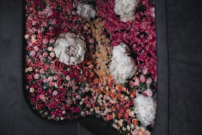 An assortment of seasonal flowers arranged artistically.