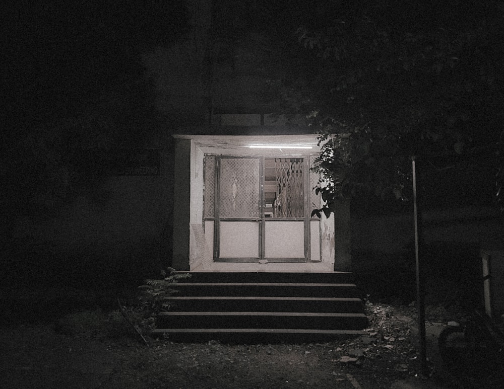 a door that is open in the dark