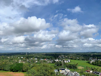 A vibrant photo of the NA farmhouse plots with clear skies and well-laid roads in Nashik.