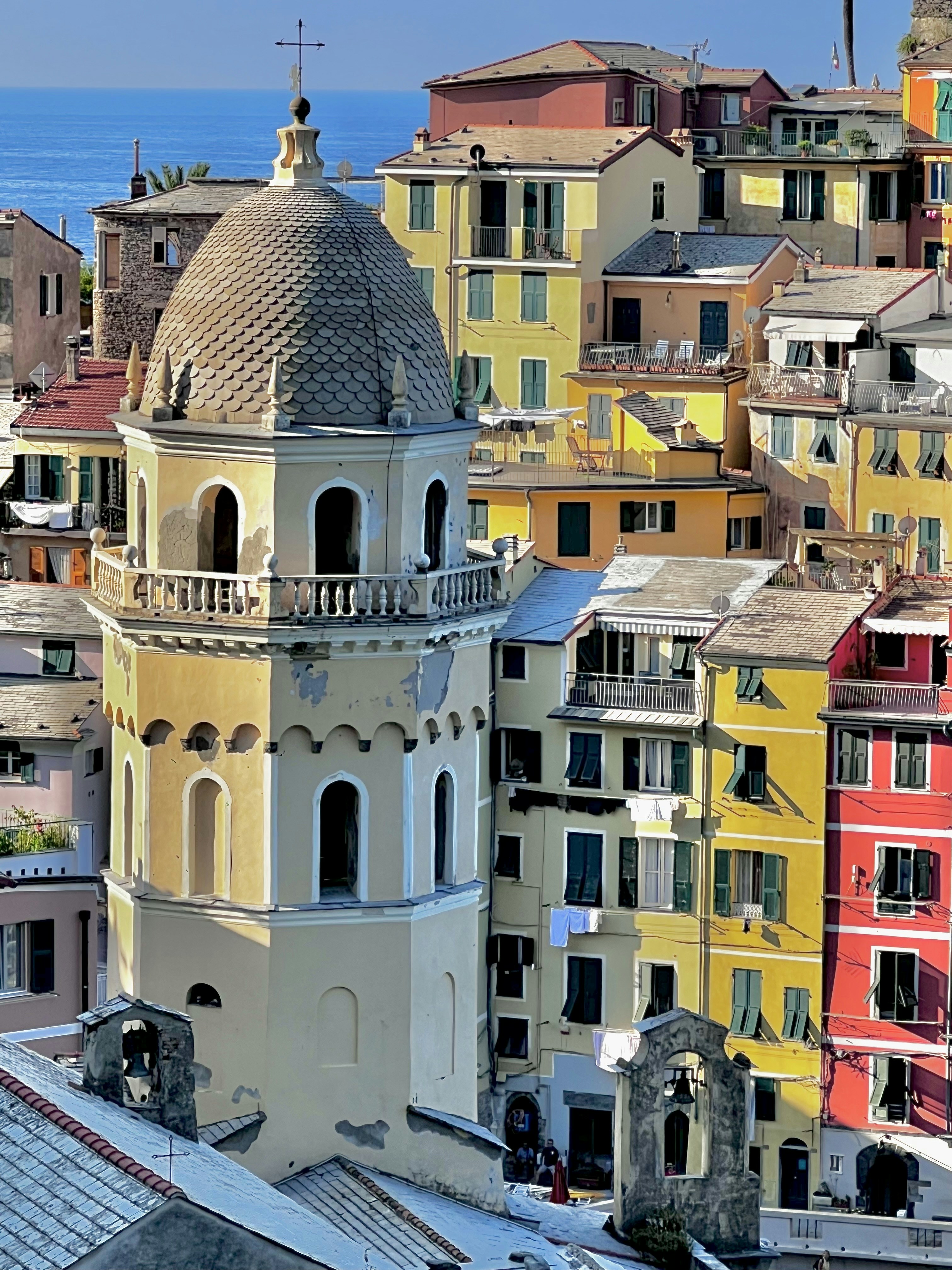 a view of a city with a clock tower
