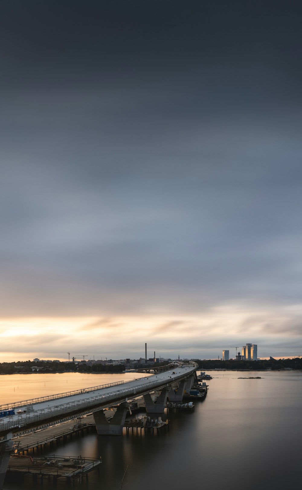 a long bridge over a large body of water