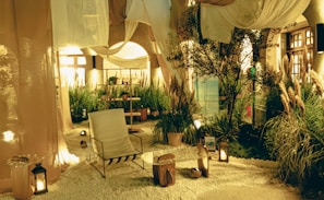 A cozy consultation space with mystical decor.