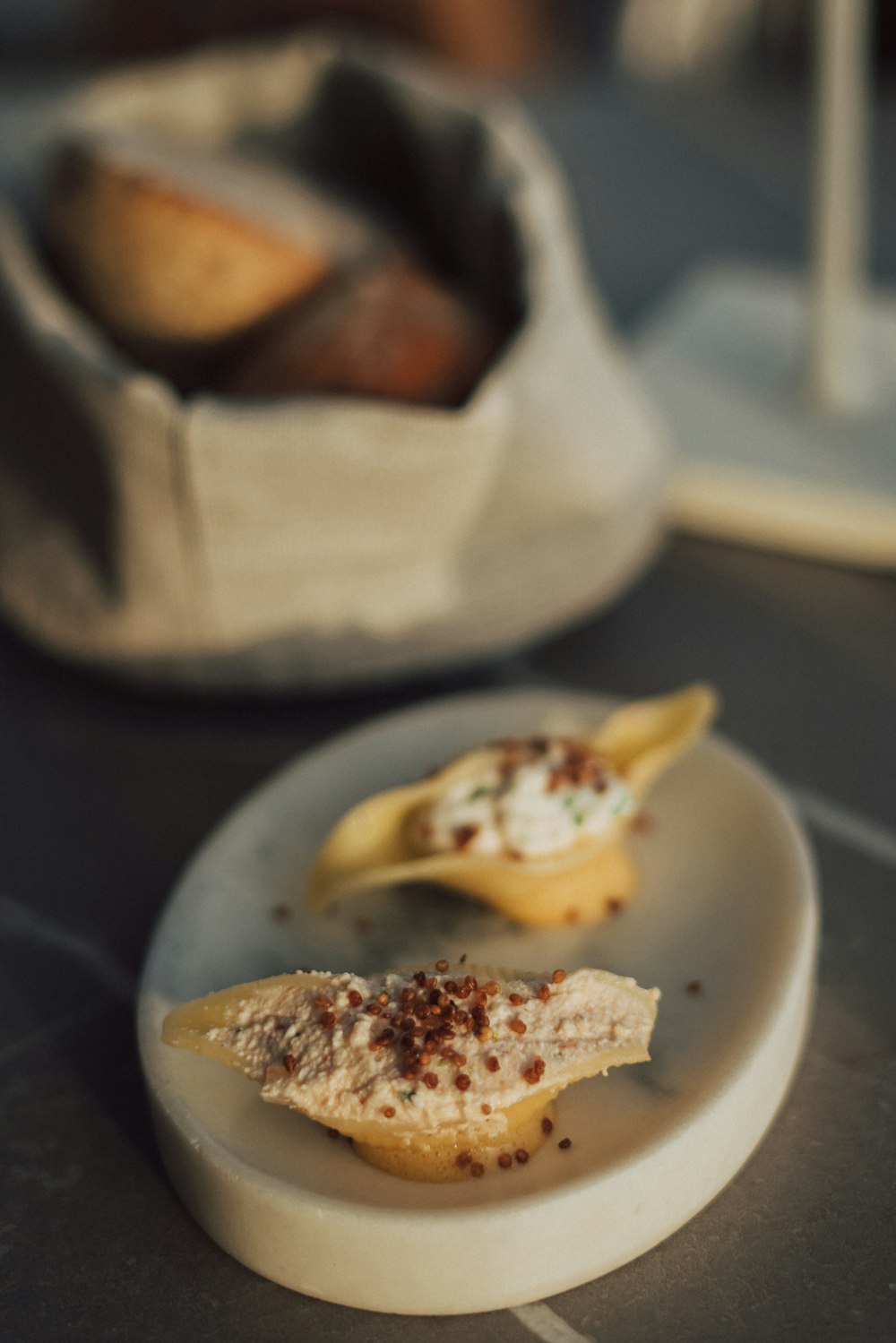 a white plate topped with food on top of a table