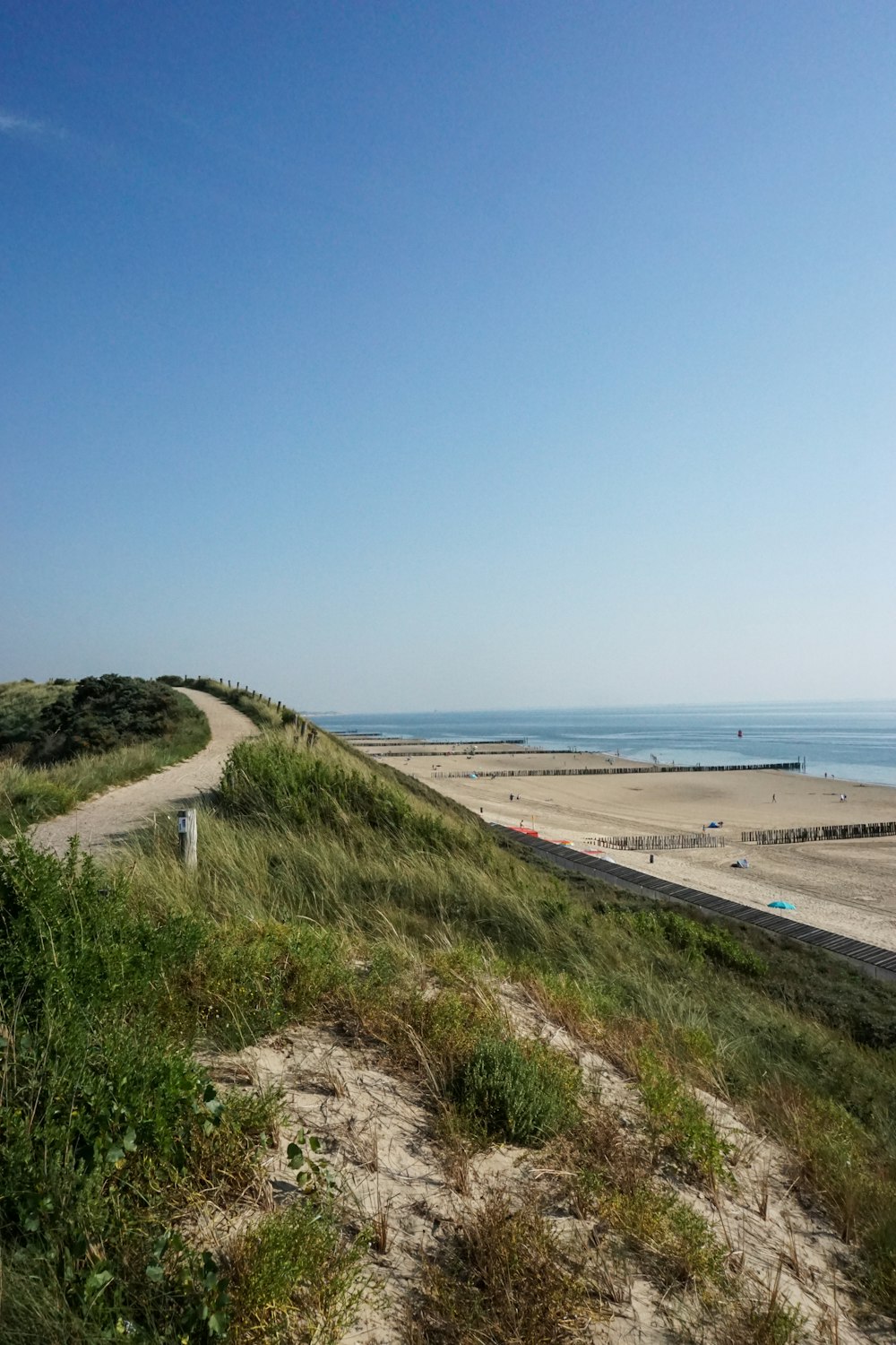 a view of the beach from a sand dune