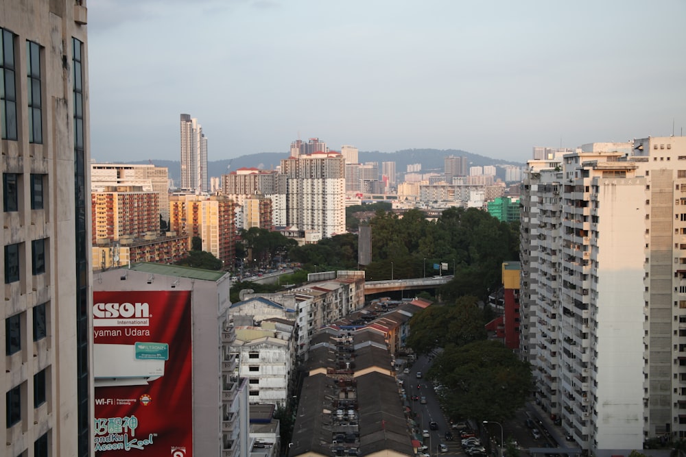 a view of a city from a high rise building