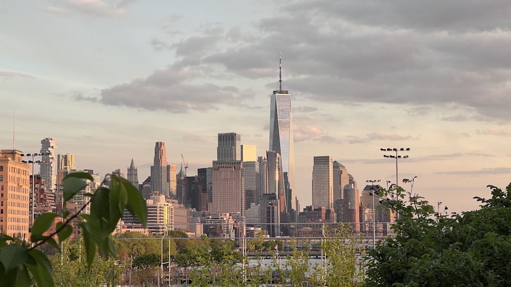 a view of a city with tall buildings