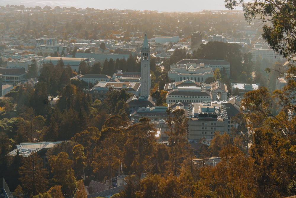 a view of a city from a hill