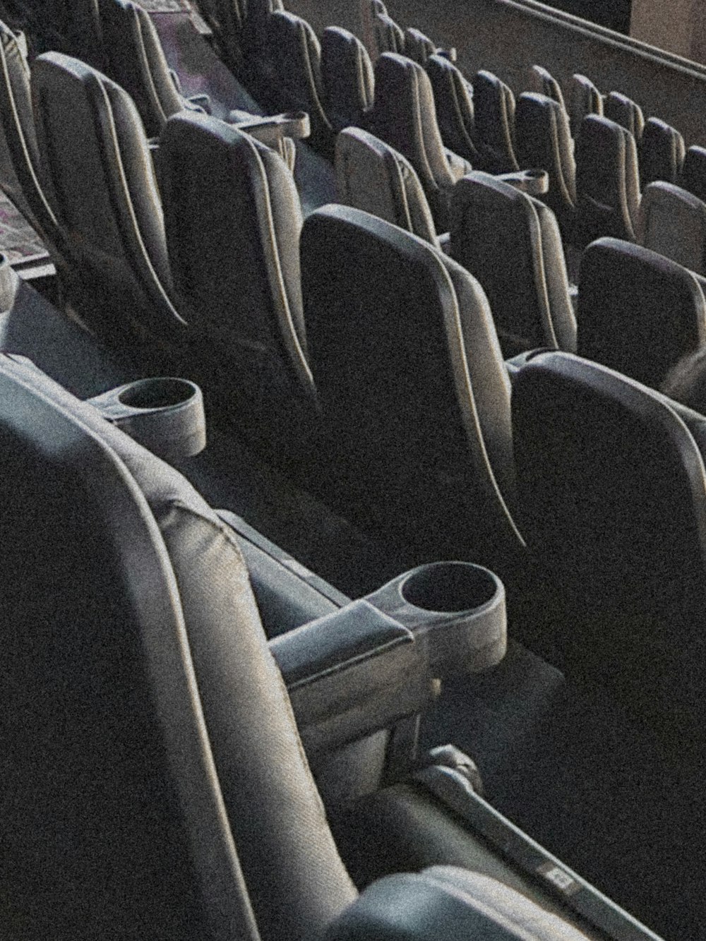 a row of empty seats in a stadium