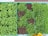 An assortment of microgreens, arranged neatly in trays, showcasing their vibrant green and reddish hues with a mix of dense and sparse foliage. A small sign above them indicates cultivation instructions.