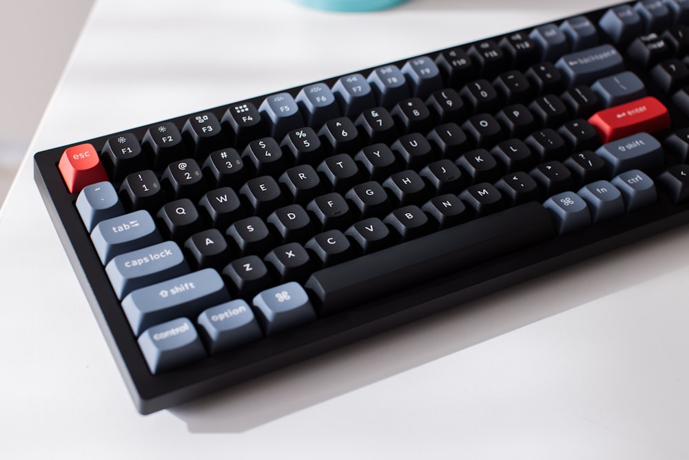 a close up of a keyboard on a table