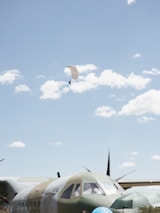 Modern military paratroopers in action during a training jump.