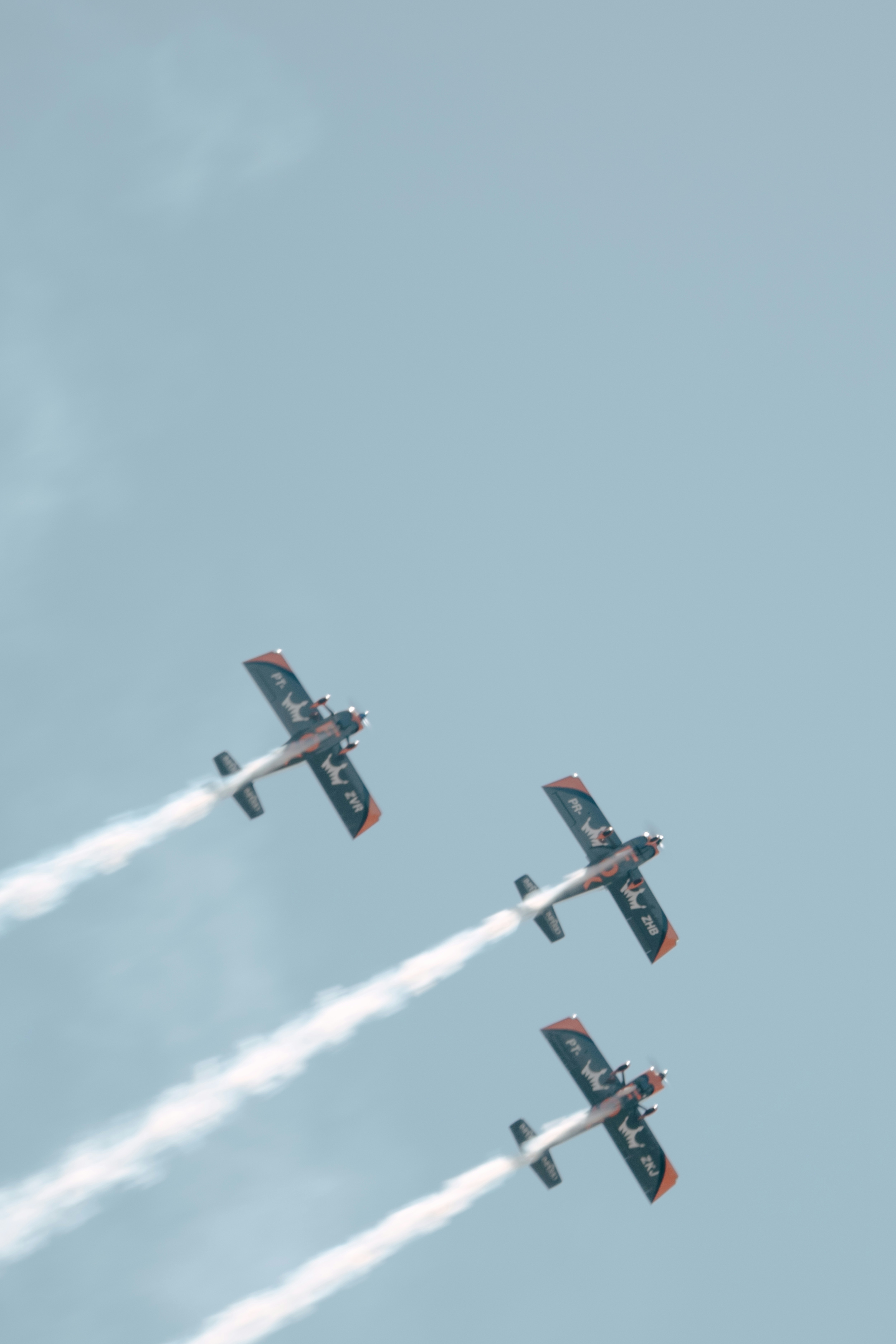 A group of airplanes flying through a blue sky photo – Free Bird Image ...