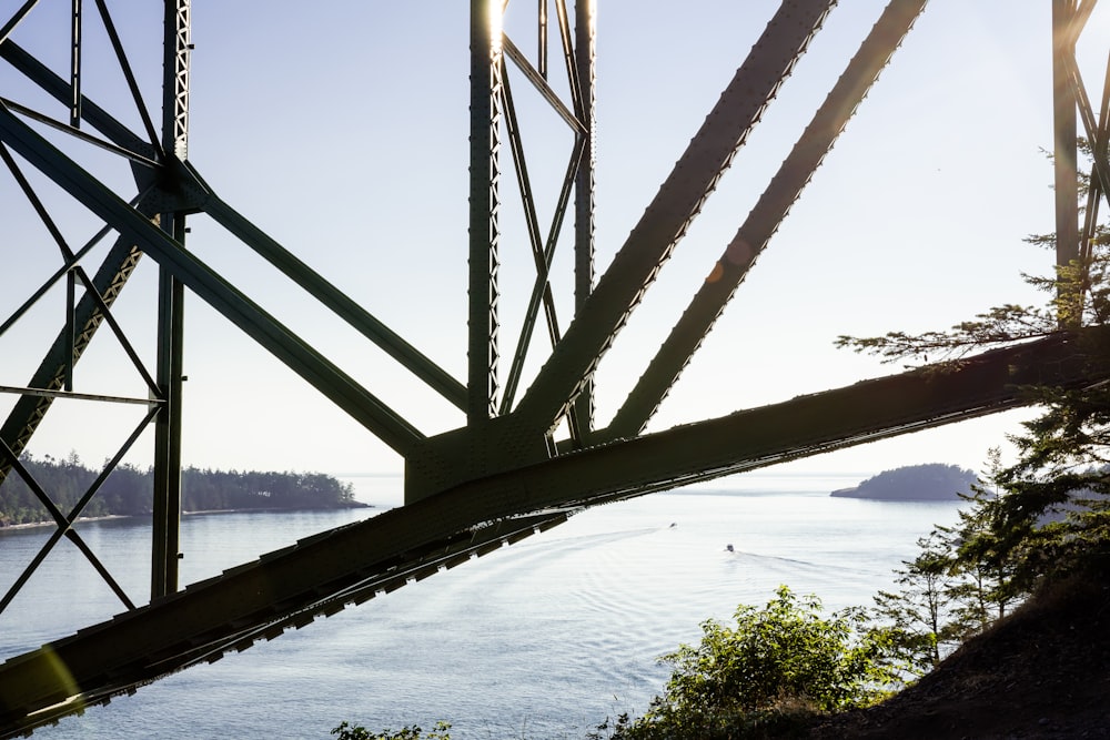 a view of a bridge over a body of water