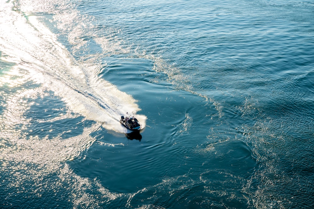 a person riding a jet ski on a body of water