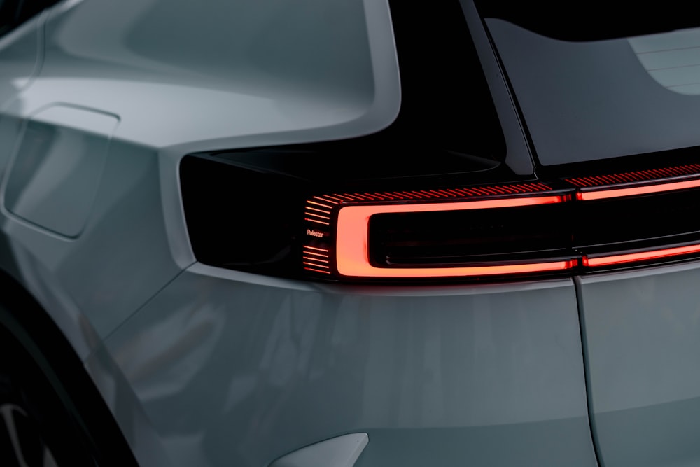 a close up of the tail light of a car