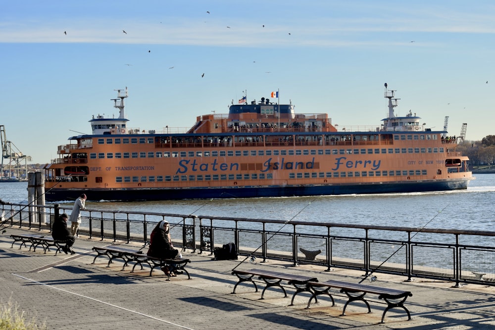 a large ferry boat in a body of water