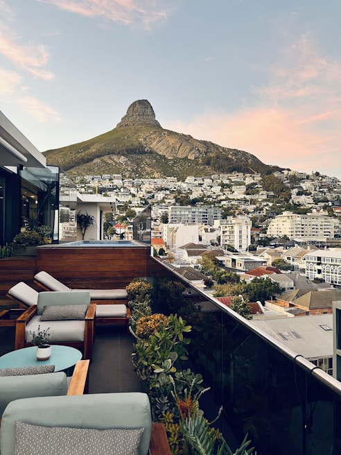 The serene rooftop terrace with stunning views of Marrakech.
