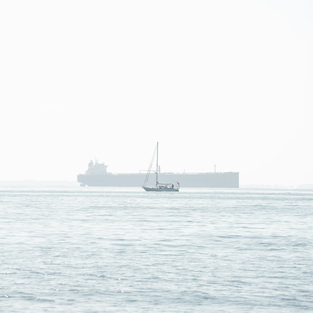 a large cargo ship sailing in the ocean