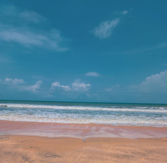 Sunlit yoga session on a serene beach with waves gently rolling in the background.