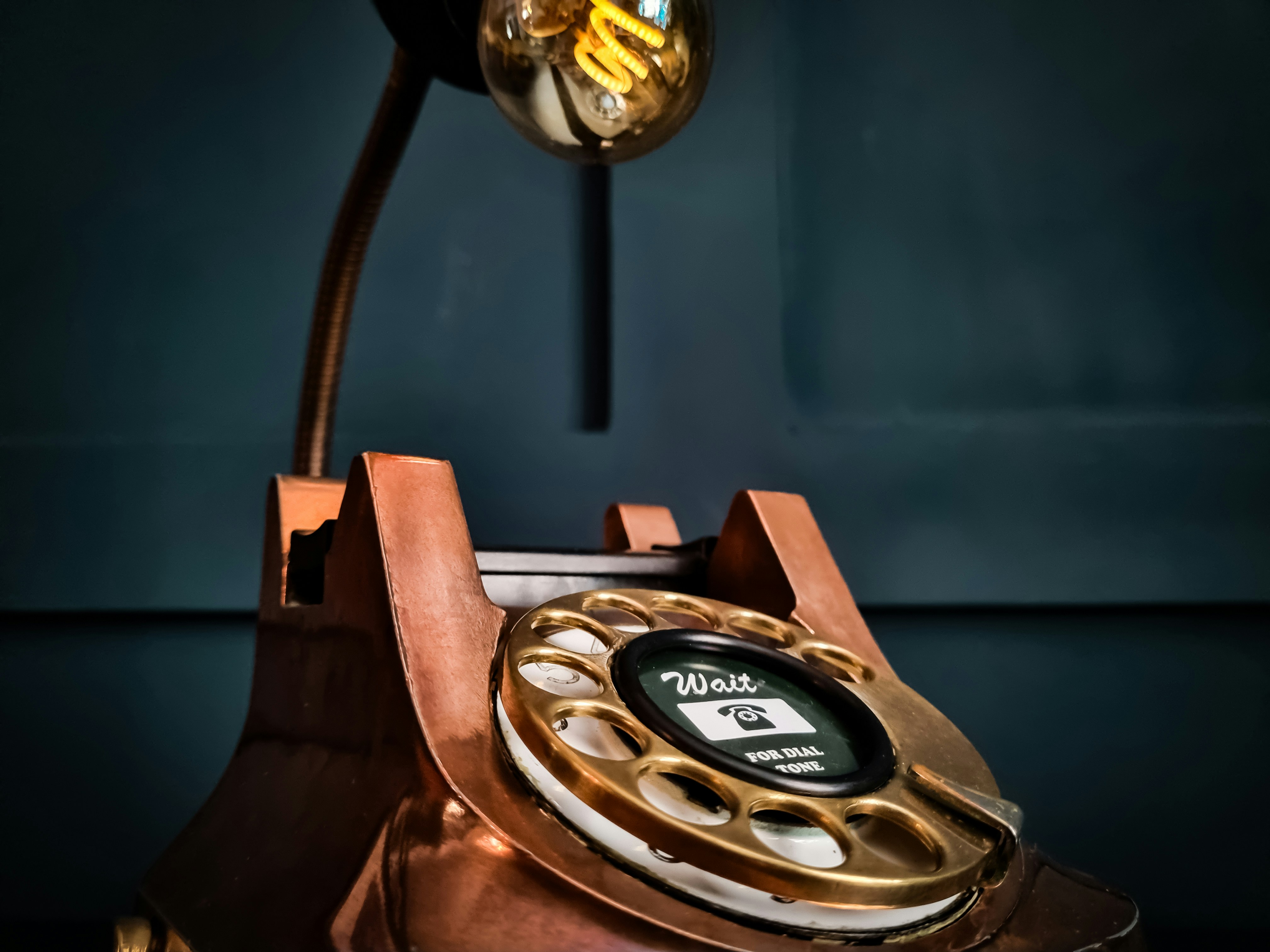 Vintage telephone given a new purpose as a quirky table lamp