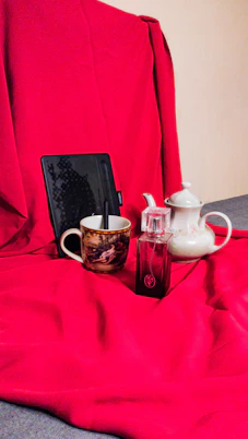 A creative still life featuring bright colors and clean lines.