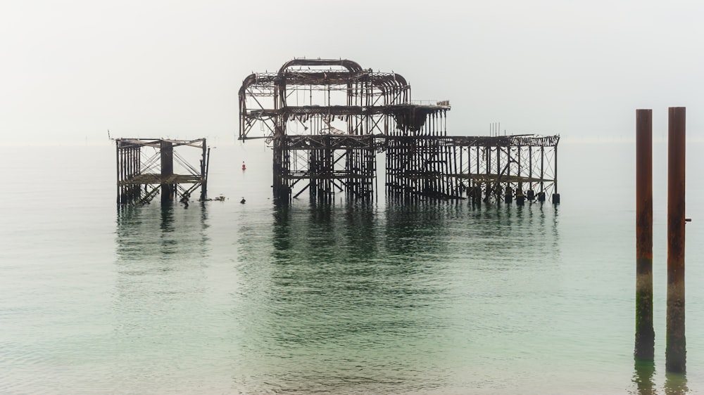 a large structure sitting in the middle of a body of water