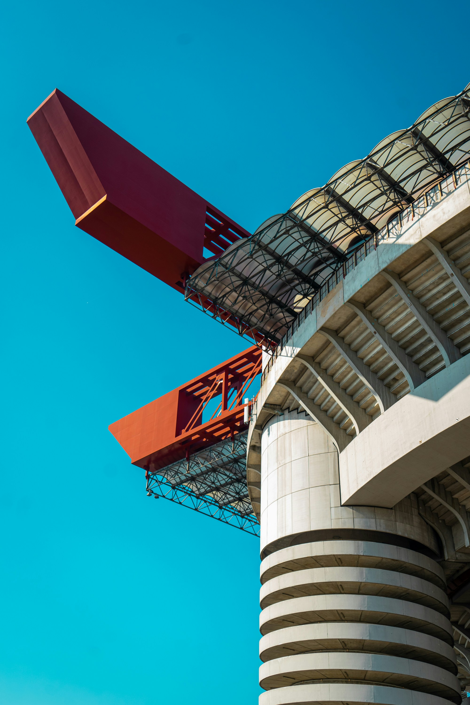 a large red object on top of a building