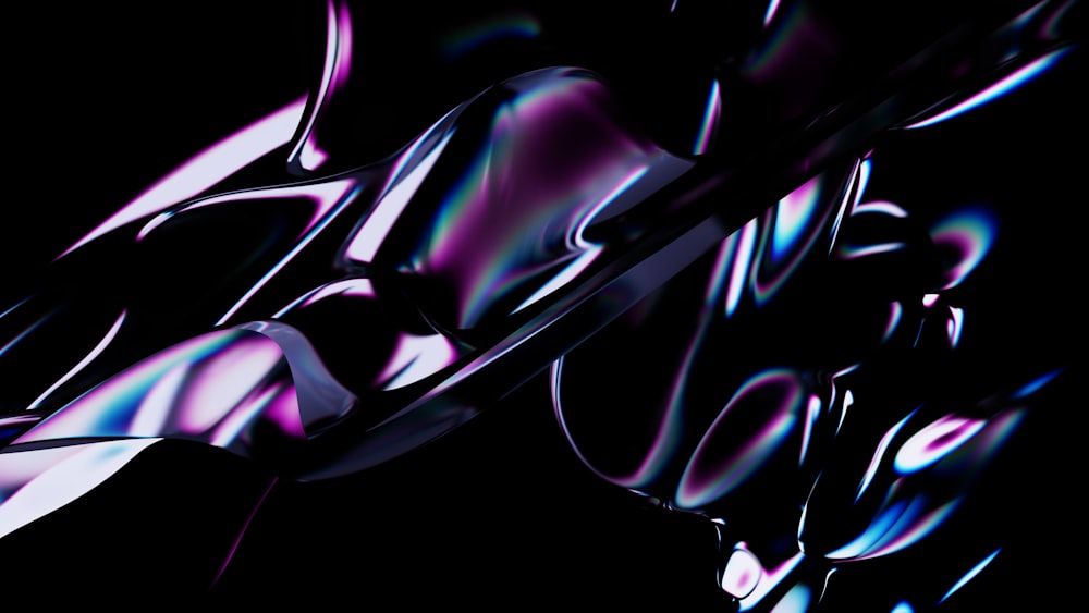 a black background with purple and blue swirls