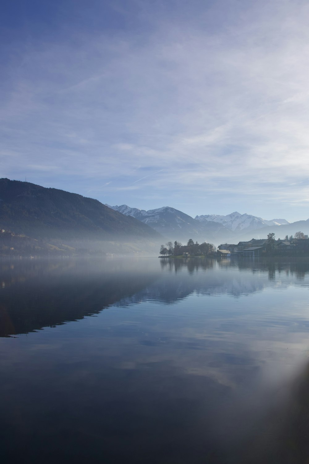 a large body of water surrounded by mountains