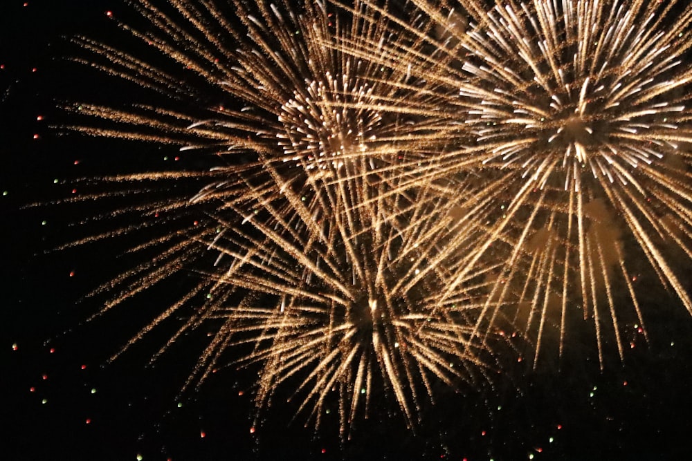 a bunch of fireworks are lit up in the night sky