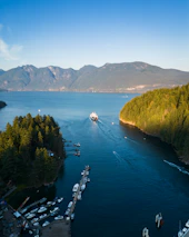 a body of water surrounded by mountains and trees