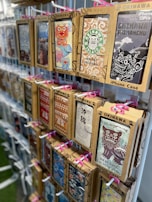 A display of custom-designed phone cases with unique graphics.