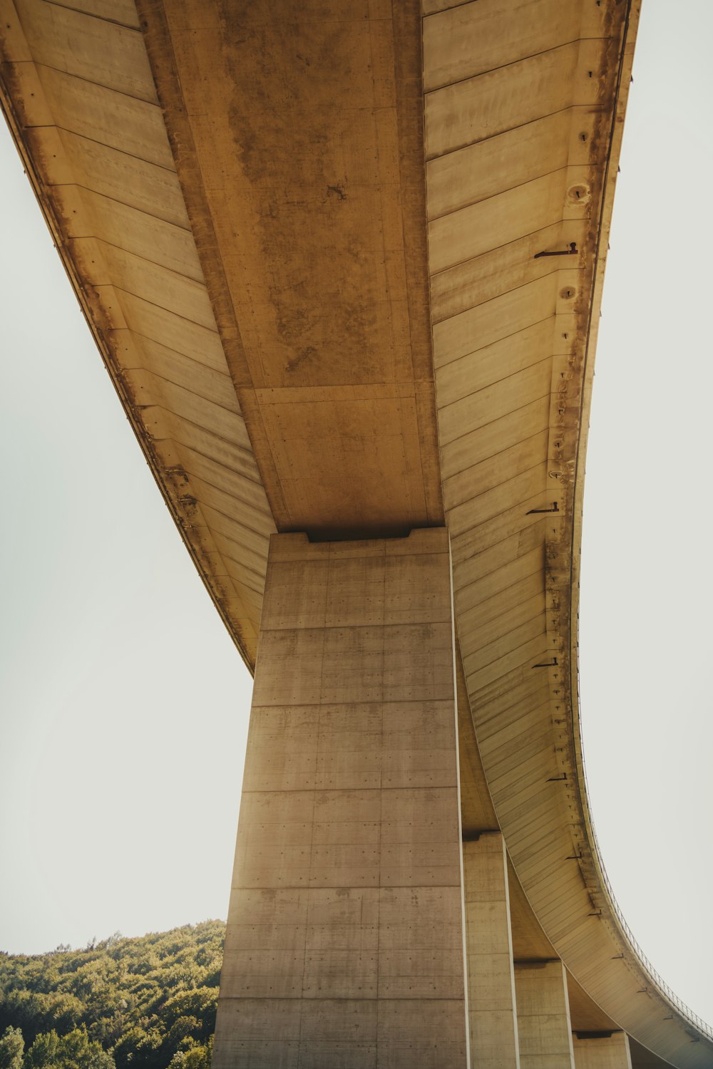 a view of the underside of a bridge