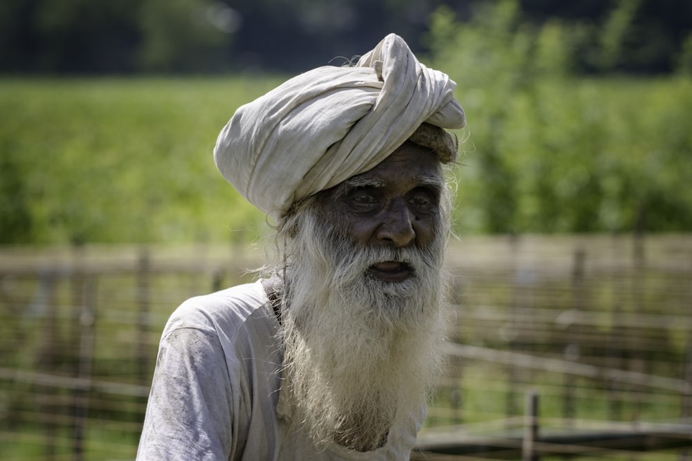 a man with a white turban on his head