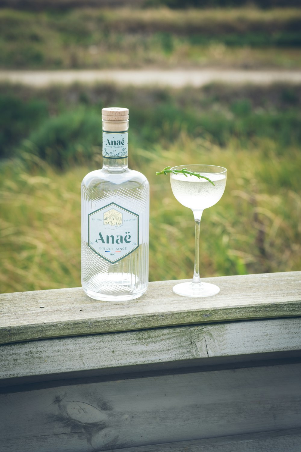 a bottle of gin next to a glass of gin