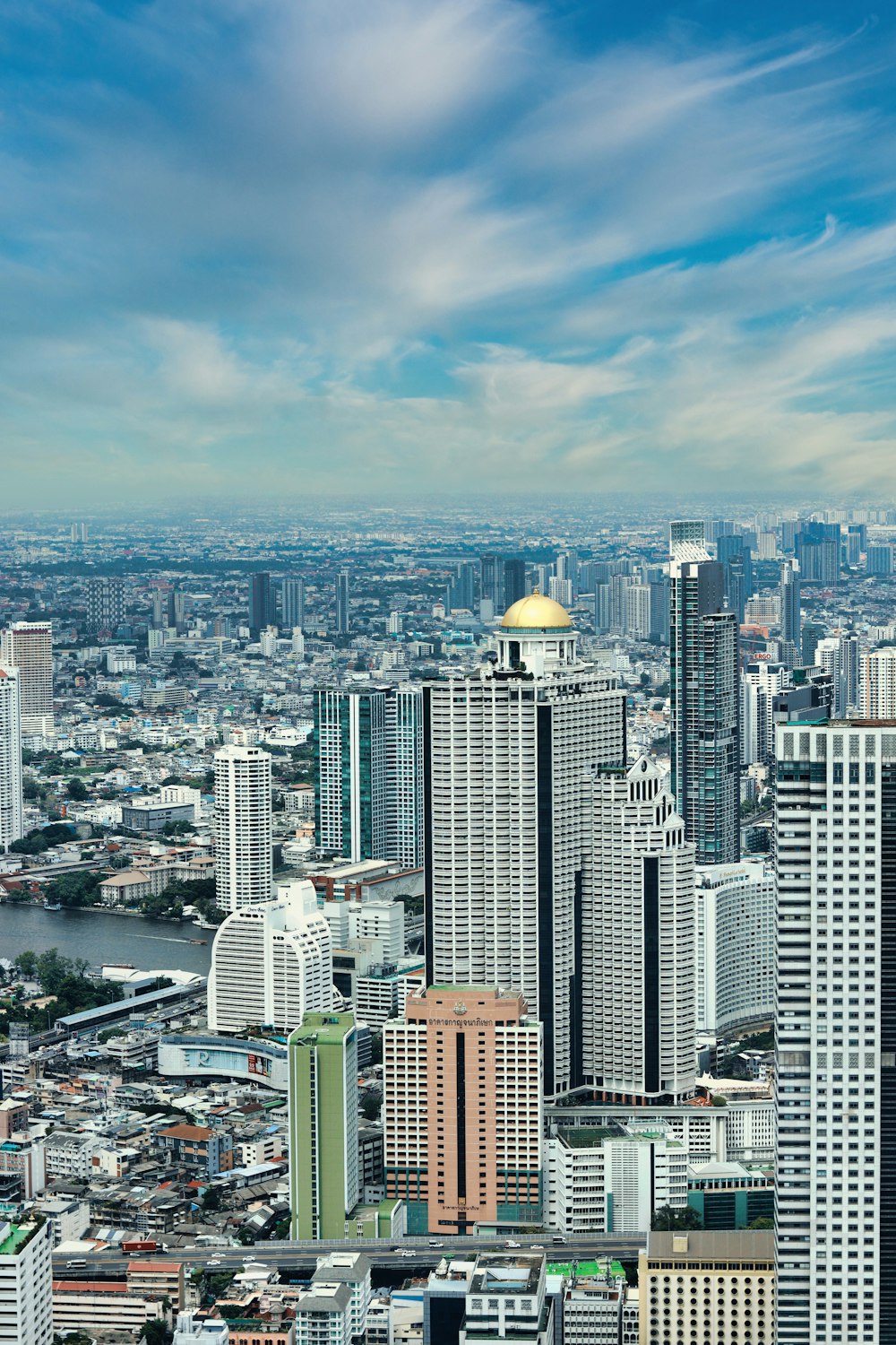 a view of a city from a tall building