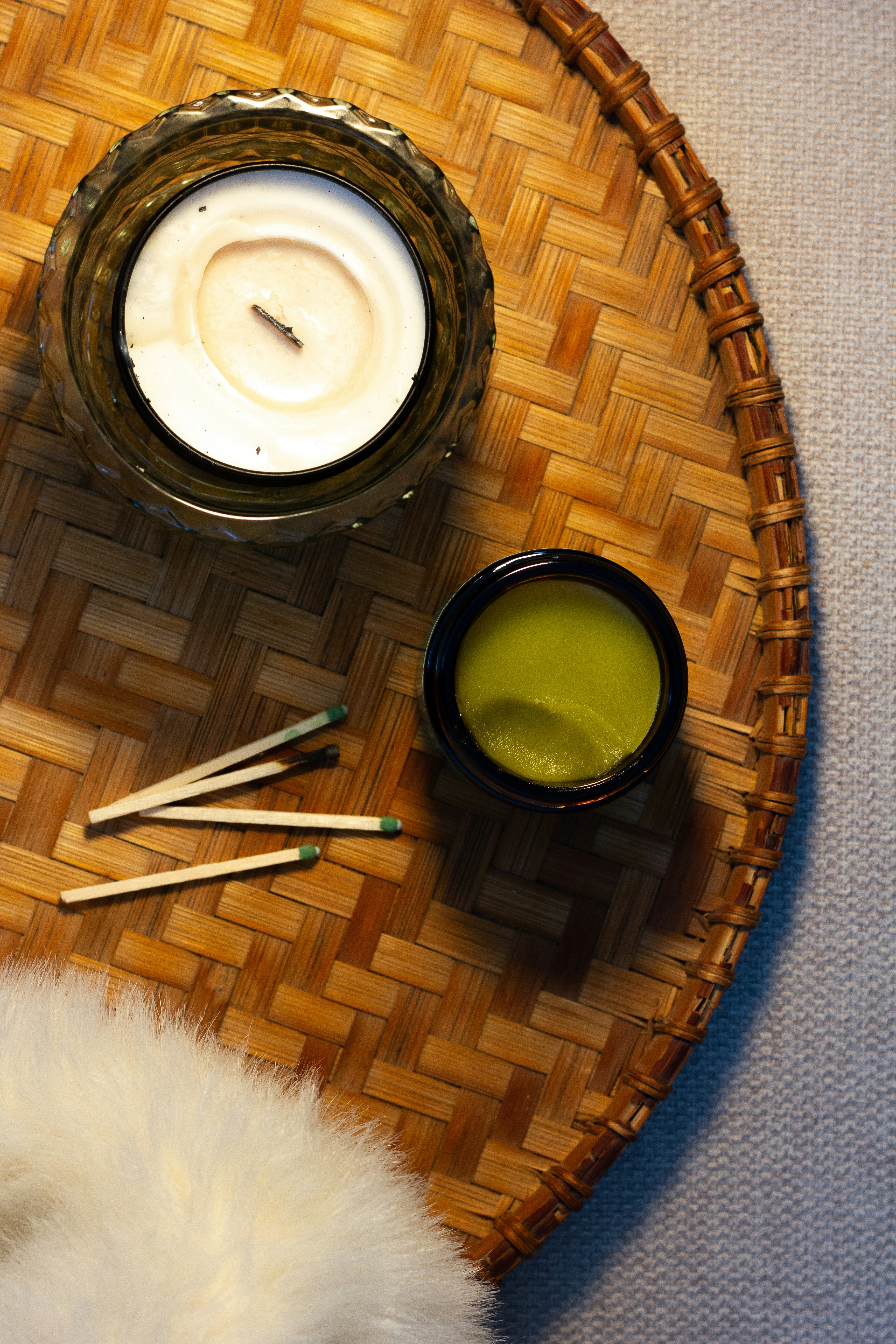 a bowl of yogurt, a bowl of matchsticks, and a