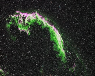 A glowing purple nebula with golden constellation lines forming the Ophiuchus symbol.