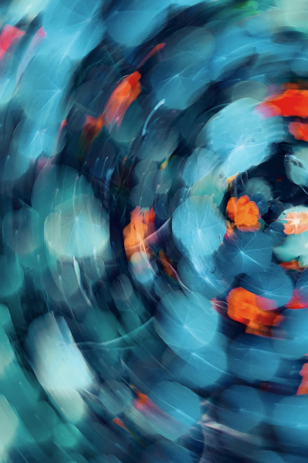 an abstract photo of a blue and orange object