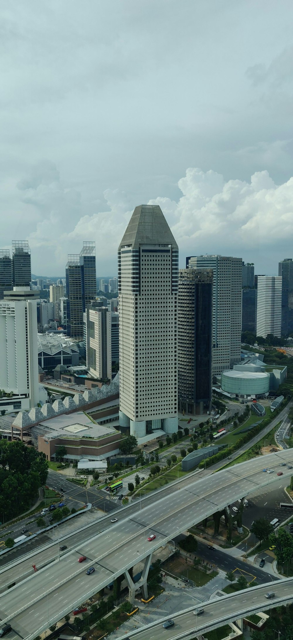 a view of a city from a tall building