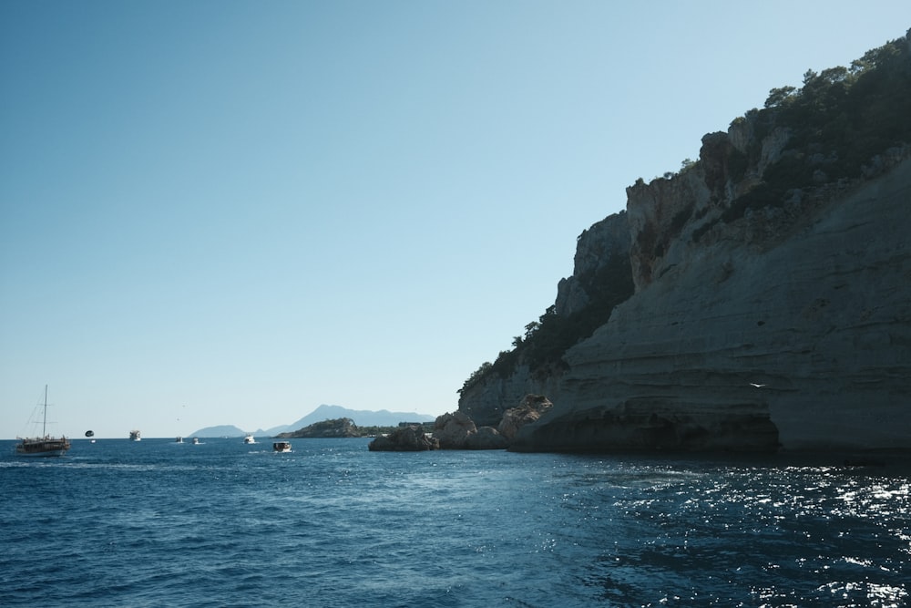 a body of water with a boat in the distance