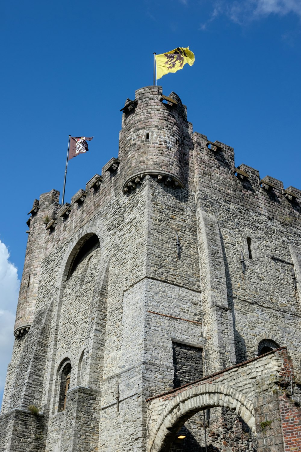 a castle with a flag on top of it