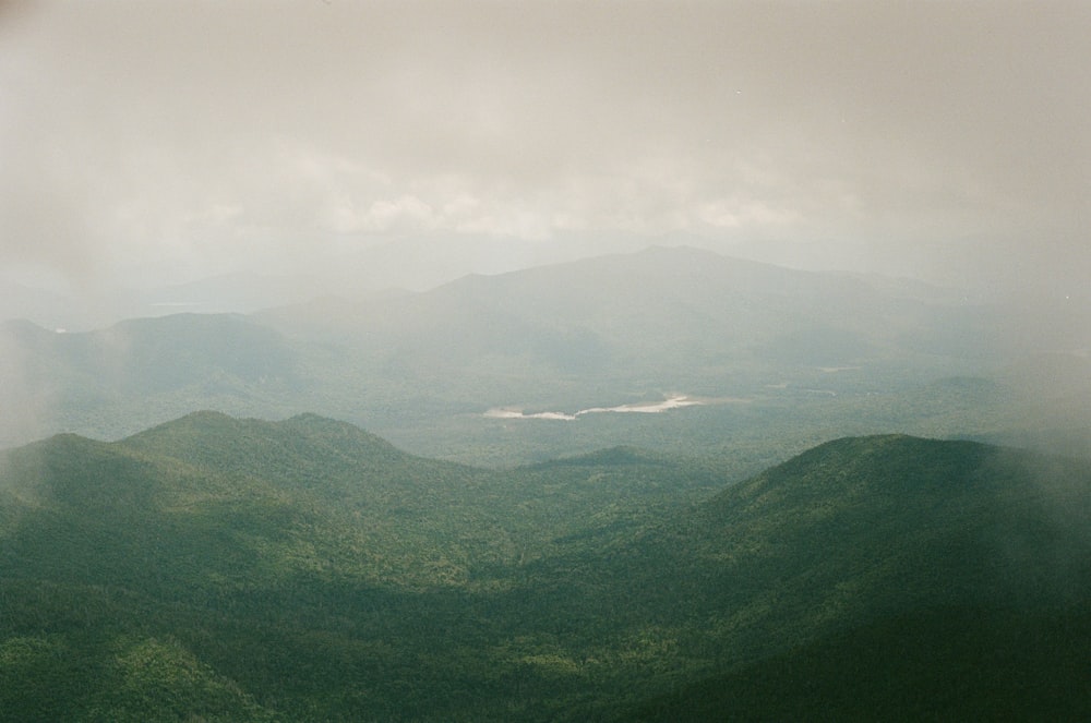 a view of a mountain range from a plane